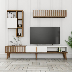 Mueble TV con estante Milan TV blanco nogal Practica Hogar