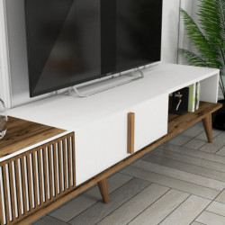 Mueble TV con estante Milan TV blanco nogal Practica Hogar