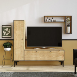 Mueble TV con estante Pera zafiro roble negro Practica Hogar