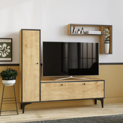 Mueble TV con estante Pera zafiro roble negro Practica Hogar