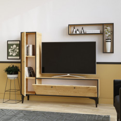 Mueble TV con estante Pera zafiro roble negro Practica Hogar