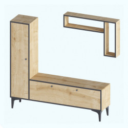 Mueble TV con estante Pera zafiro roble negro Practica Hogar