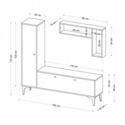 Mueble TV con estante Pera zafiro roble negro Practica Hogar