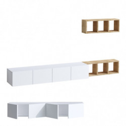 Mueble TV con estante Pıa roble blanco Practica Hogar