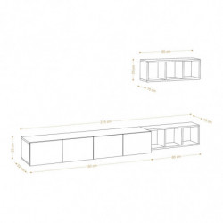 Mueble TV con estante Pıa roble blanco Practica Hogar