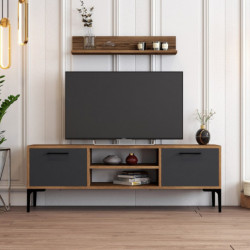 Mueble TV con estante Riga nogal antracita Practica Hogar