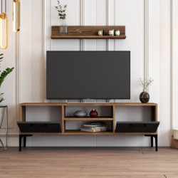 Mueble TV con estante Riga nogal antracita Practica Hogar