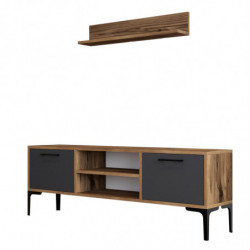 Mueble TV con estante Riga nogal antracita Practica Hogar