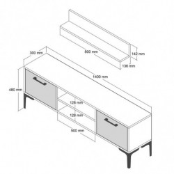 Mueble TV con estante Riga blanco Practica Hogar