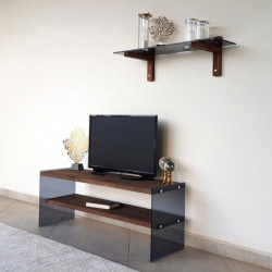Mueble TV con estante TV101 nogal Practica Hogar