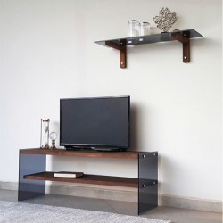Mueble TV con estante TV101 nogal Practica Hogar