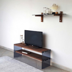 Mueble TV con estante TV101 nogal Practica Hogar