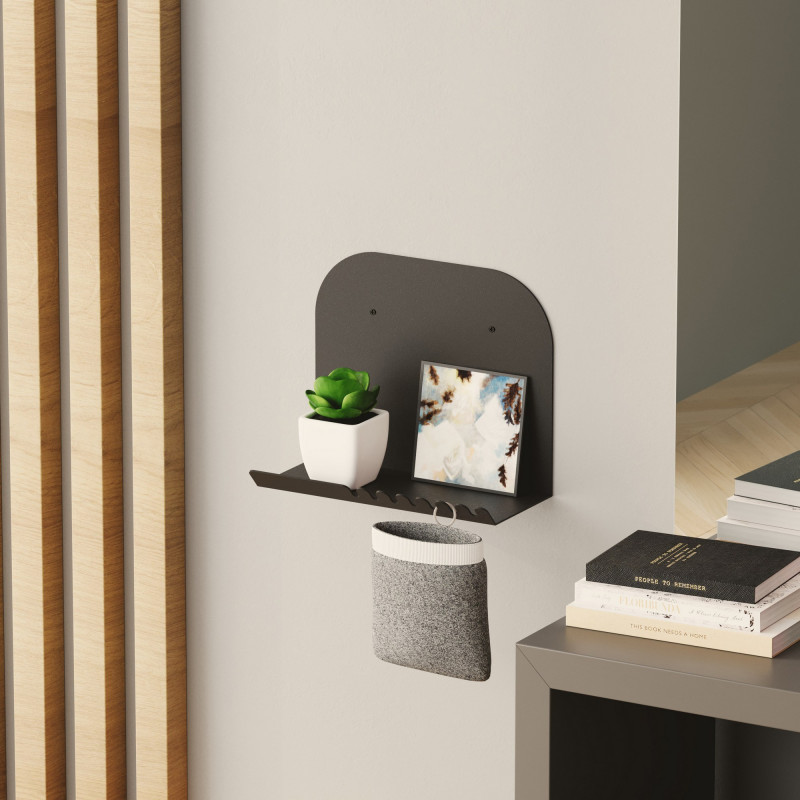 Estante de pared Short Pouch Negro Practica Hogar