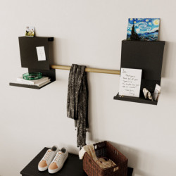 Estante de pared Brano negro Practica Hogar