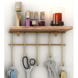 Estante de pared Decorativo y percha Oro Marrón Practica Hogar
