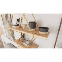 Estante de pared Prizma 1 Oro Marrón Practica Hogar