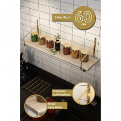 Estante de pared 60 cm extra Oro Marrón Practica Hogar