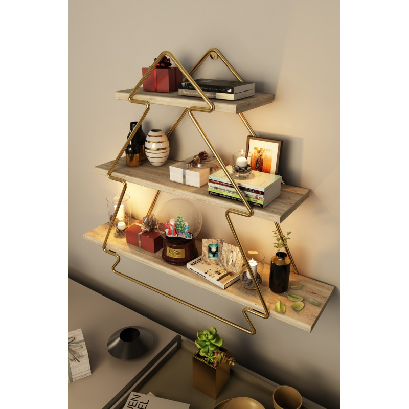 Estante de pared uso en encimera Oro Marrón Practica Hogar Estante de pared uso en encimera Oro Marrón Practica Hogar