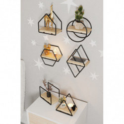 Estante de pared Juego de 6 en miniatura Oro Negro Practica Hogar