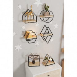 Estante de pared Juego de 6 en miniatura Oro Negro Practica Hogar