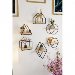 Estante de pared Juego de 6 en miniatura Oro Negro Practica Hogar