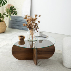 Mesa de centro Bubble Wood Nogal Practica Hogar