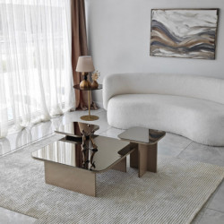 Juego de mesa de centro Jazz Beige Bronce Practica Hogar