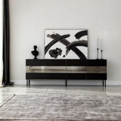 Mueble TV Leon Negro Humo Practica Hogar