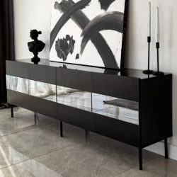 Mueble TV Leon Negro Humo Practica Hogar