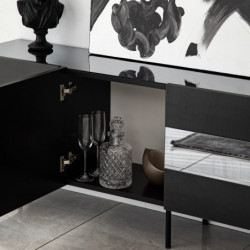 Mueble TV Leon Negro Humo Practica Hogar