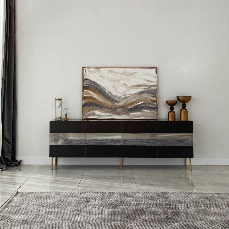Mueble TV Leon Oro Humo Practica Hogar Mueble TV Leon Oro Humo Practica Hogar