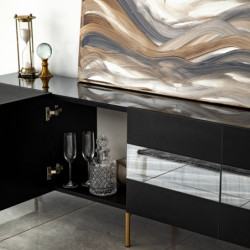 Mueble TV Leon Oro Humo Practica Hogar