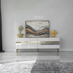 Mueble TV Leon Blanco Oro Practica Hogar