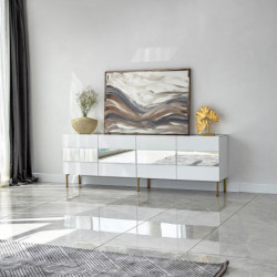Mueble TV Leon Blanco Oro Practica Hogar