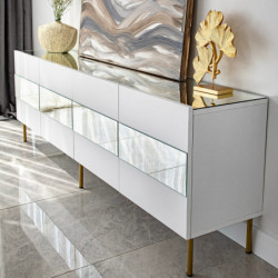 Mueble TV Leon Blanco Oro Practica Hogar