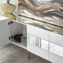 Mueble TV Leon Blanco Oro Practica Hogar