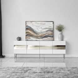 Mueble TV Leon Blanco Plata Practica Hogar