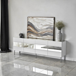 Mueble TV Leon Blanco Plata Practica Hogar