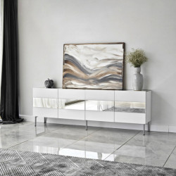Mueble TV Leon Blanco Plata Practica Hogar