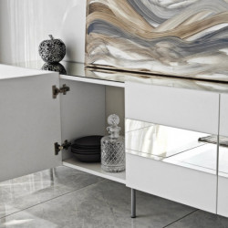 Mueble TV Leon Blanco Plata Practica Hogar
