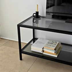 Mueble TV Basic Gris oscuro Negro Practica Hogar