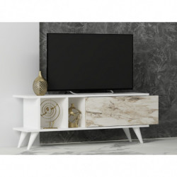 Mueble TV Liberty Blanco Mármol Practica Hogar