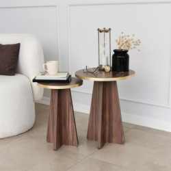 Juego de mesa de centro Mushroom 2 Oro Nogal Practica Hogar