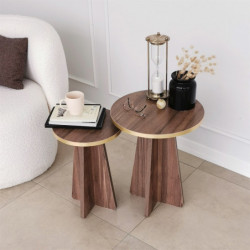 Juego de mesa de centro Mushroom 2 Oro Nogal Practica Hogar