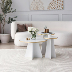 Juego de mesa de centro Mushroom 2 Oro Blanco Practica Hogar