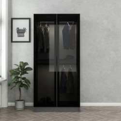 Armario Kale Glass-210 antracita negro Practica Hogar