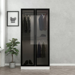 Armario Kale Glass-190 blanco negro Practica Hogar