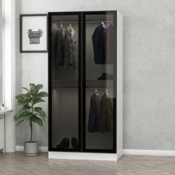 Armario Kale Glass-190 blanco negro Practica Hogar