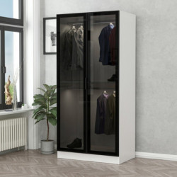 Armario Kale Glass-210 blanco negro Practica Hogar