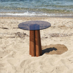 Mesa de centro Thales Bronce Nogal Practica Hogar